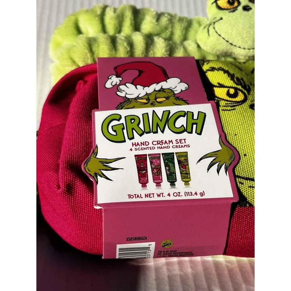 Dr. Seuss The Grinch Makeup Bag Gift Set Headband & 4 Hand Creams NWT